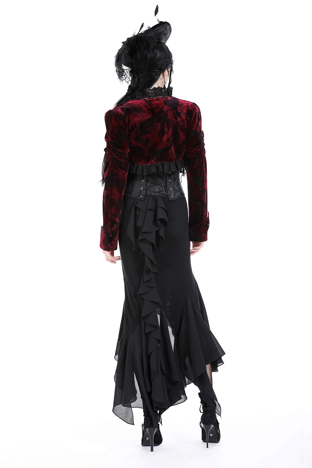 gothic skirt with back ruffles
