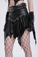irregular hem punk rock short skirt