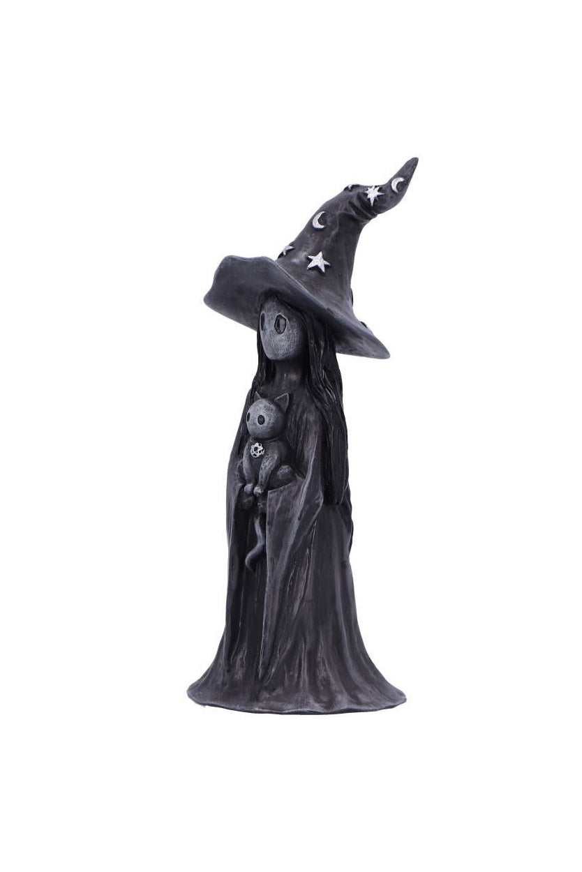 magical renaissance witch and cat statue