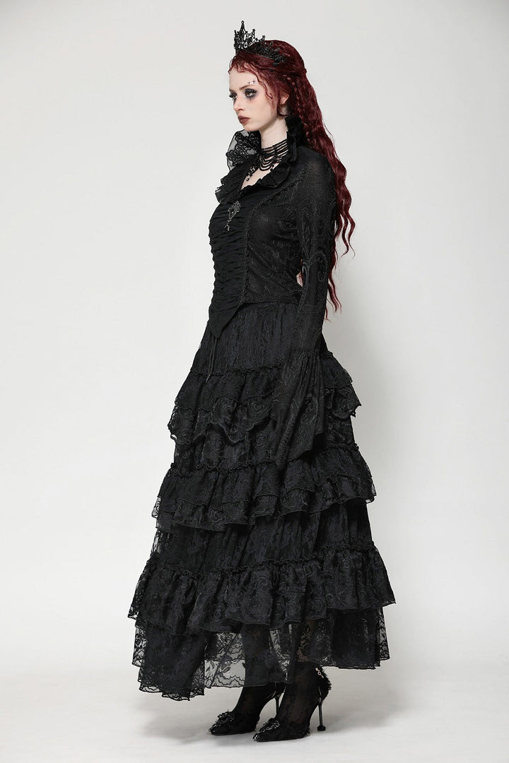 ruffled long sleeve gothic blouse