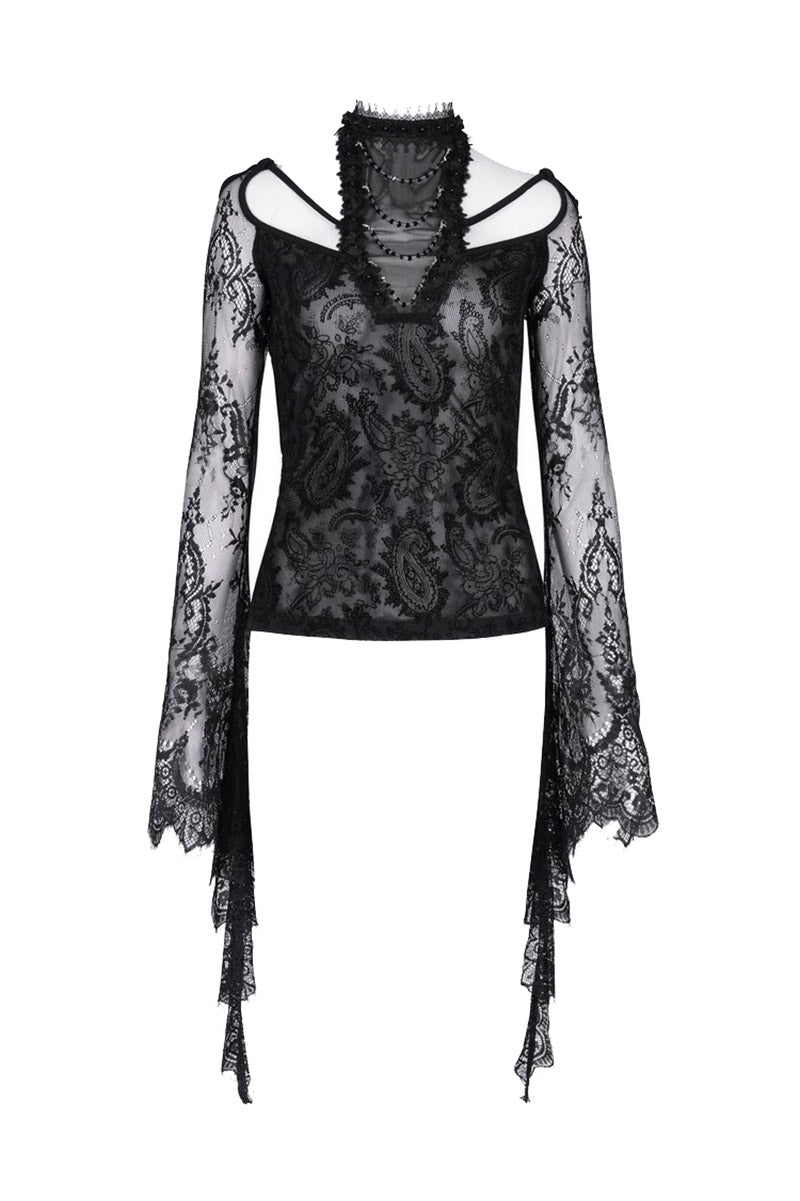 womens beaded sheer top