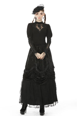 Dead Roses Goth Puffed Sleeve Top