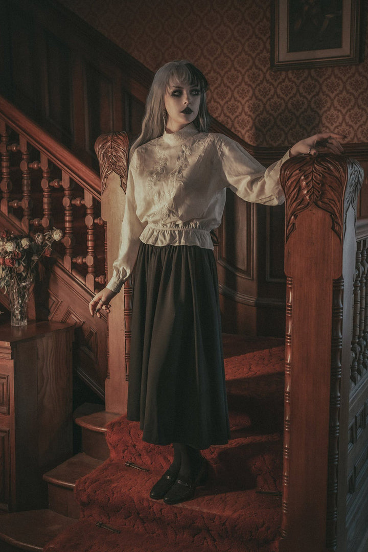 white peplum gothic blouse
