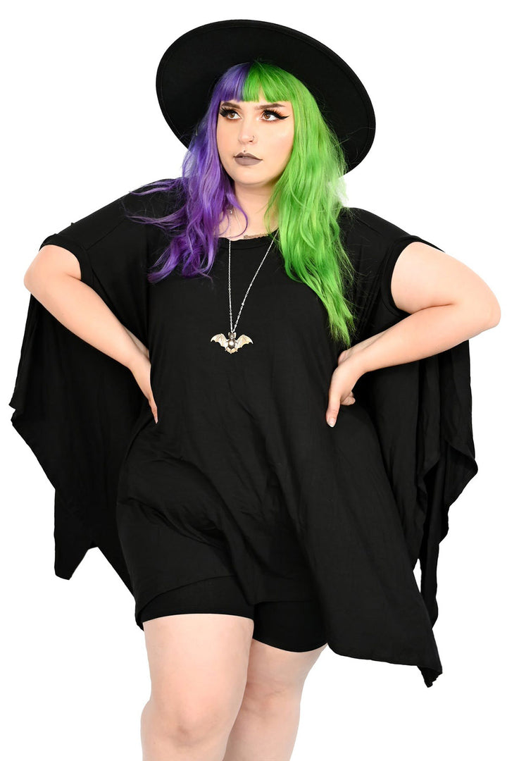 black batwing dress