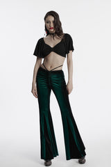 forest green velvet bell bottoms
