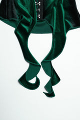 Emerald Throne Velvet Flared Sleeve Top [Green]