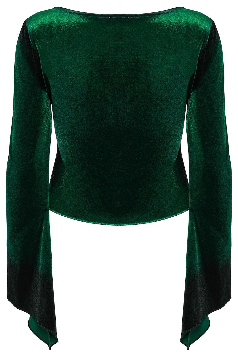 Emerald Throne Velvet Flared Sleeve Top [Green]