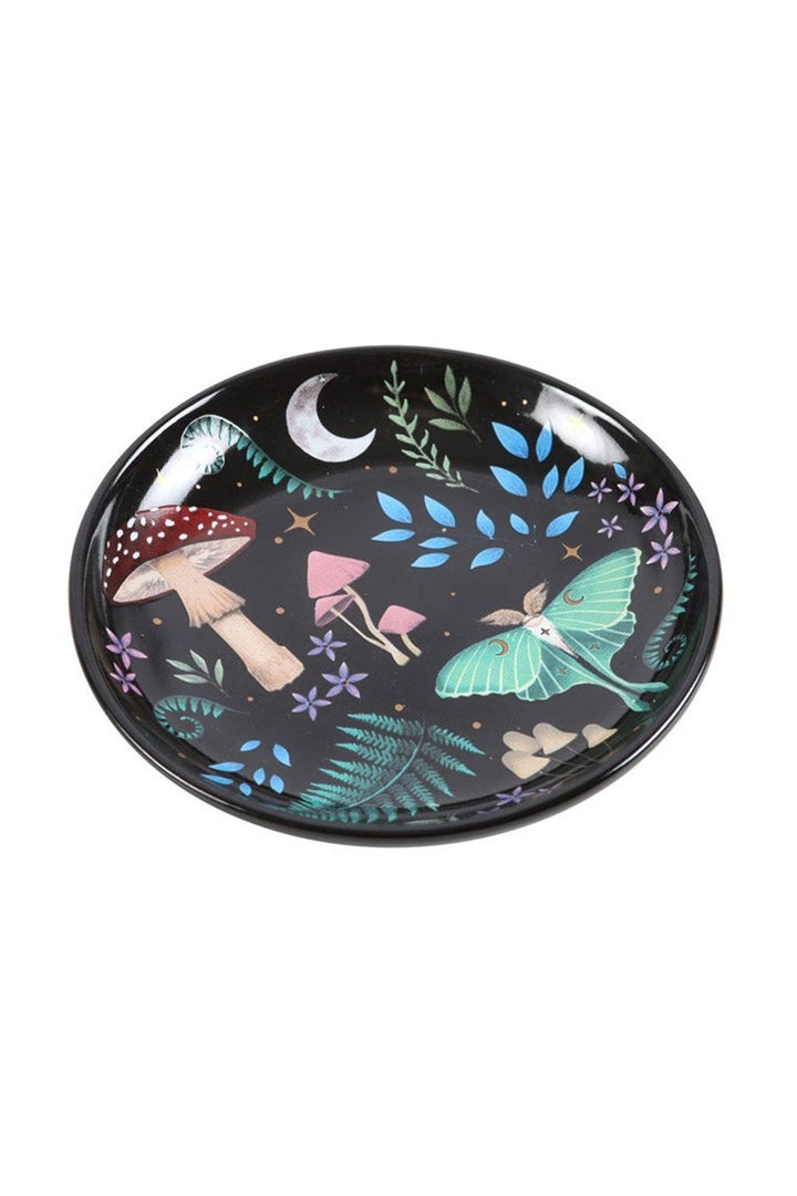 moth and forest goth plant dark cottagecore witchy trinket dish