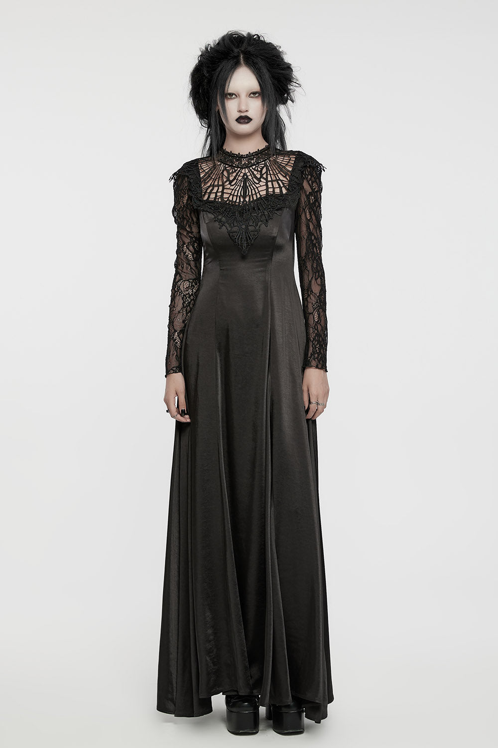 black lace sleeve romantic gothic dress