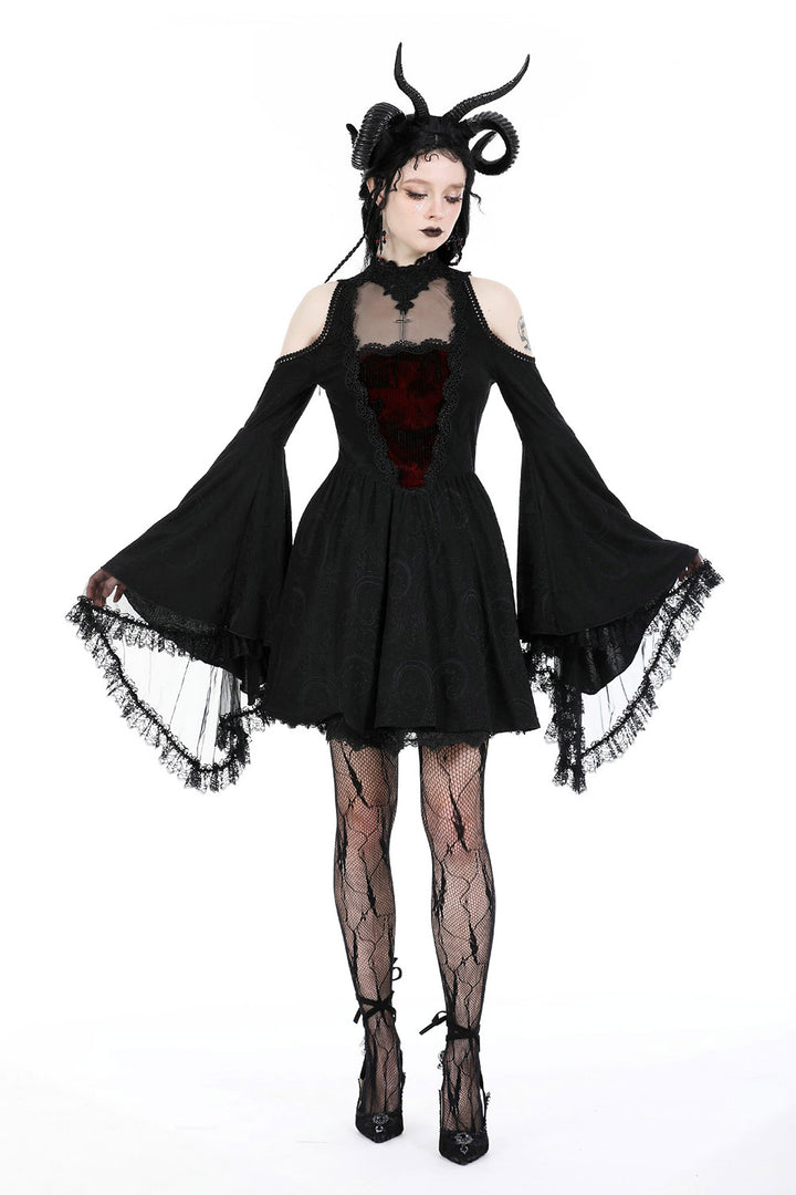 cold shoulder gothic mini dress
