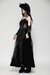 womens black lace ruffled dress
