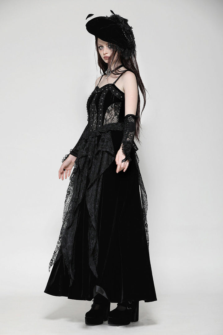 womens black lace ruffled dress