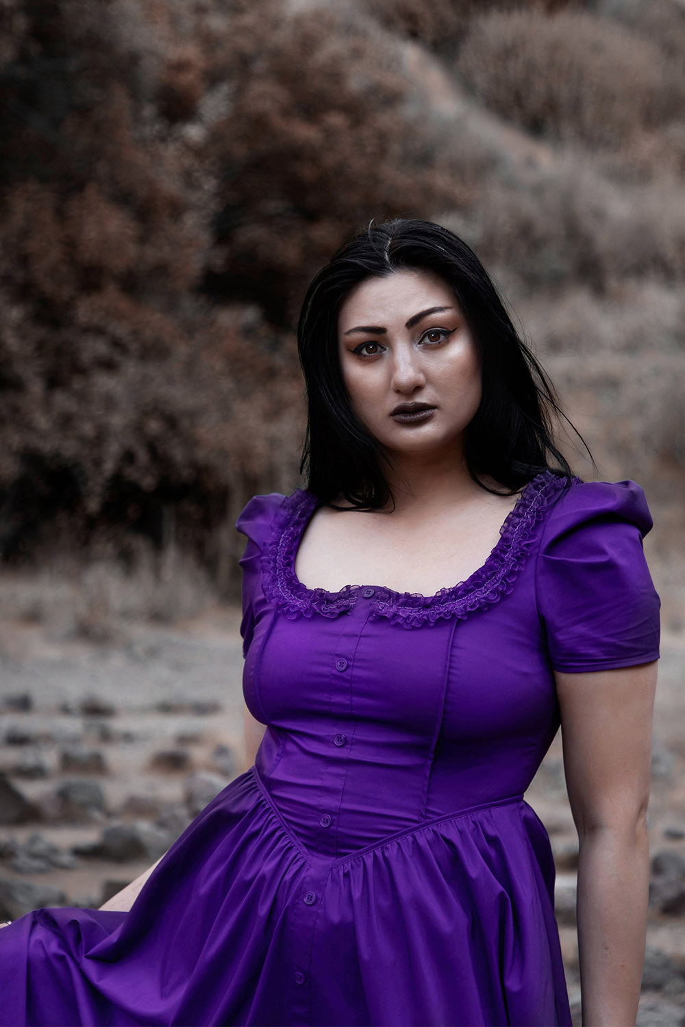 square neckline vintage inspired gothic dress
