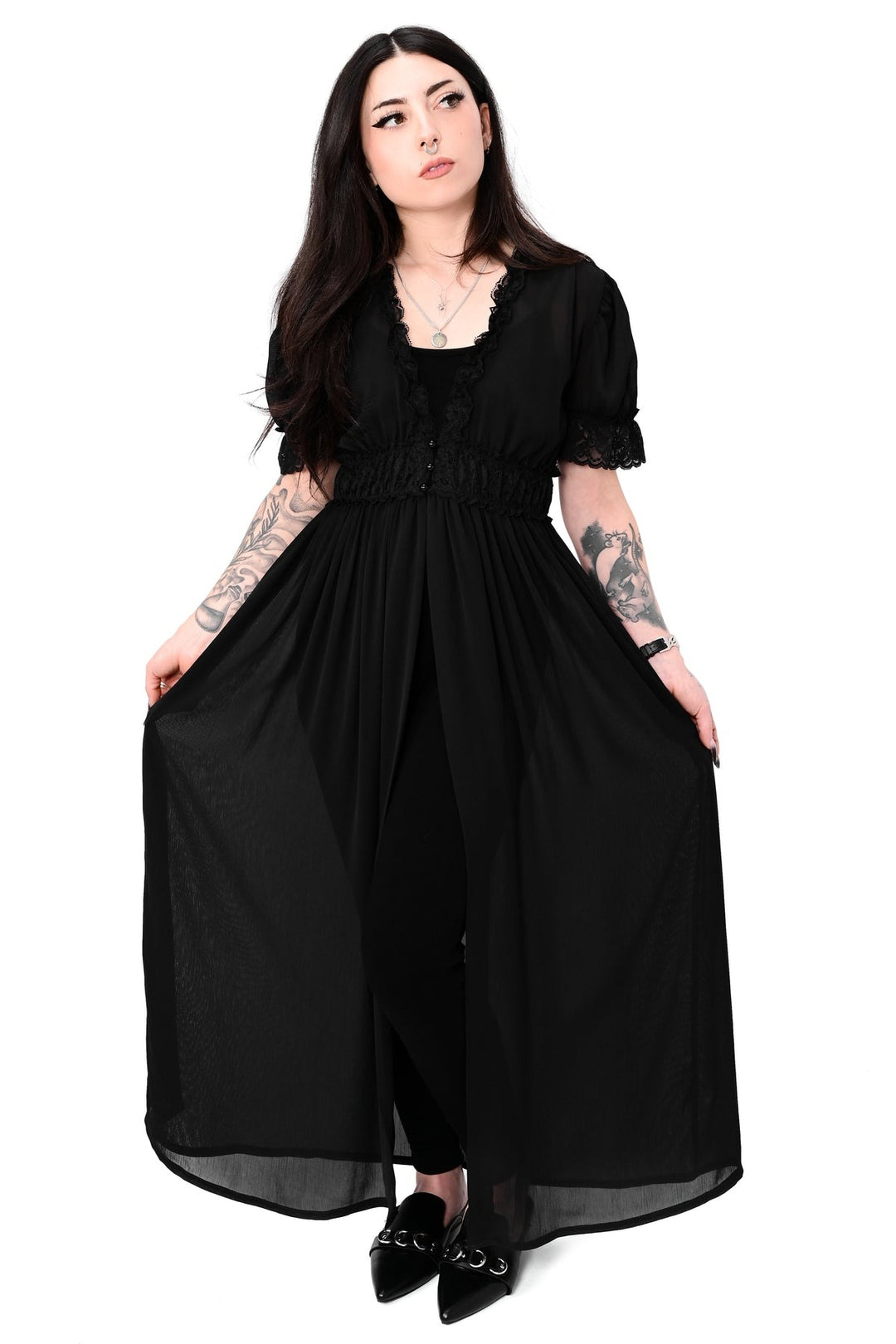 womens lace chiffon duster cardigan 