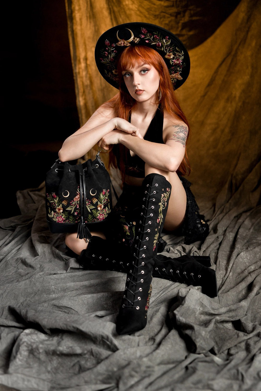 black natural wool restyle renaissance hat