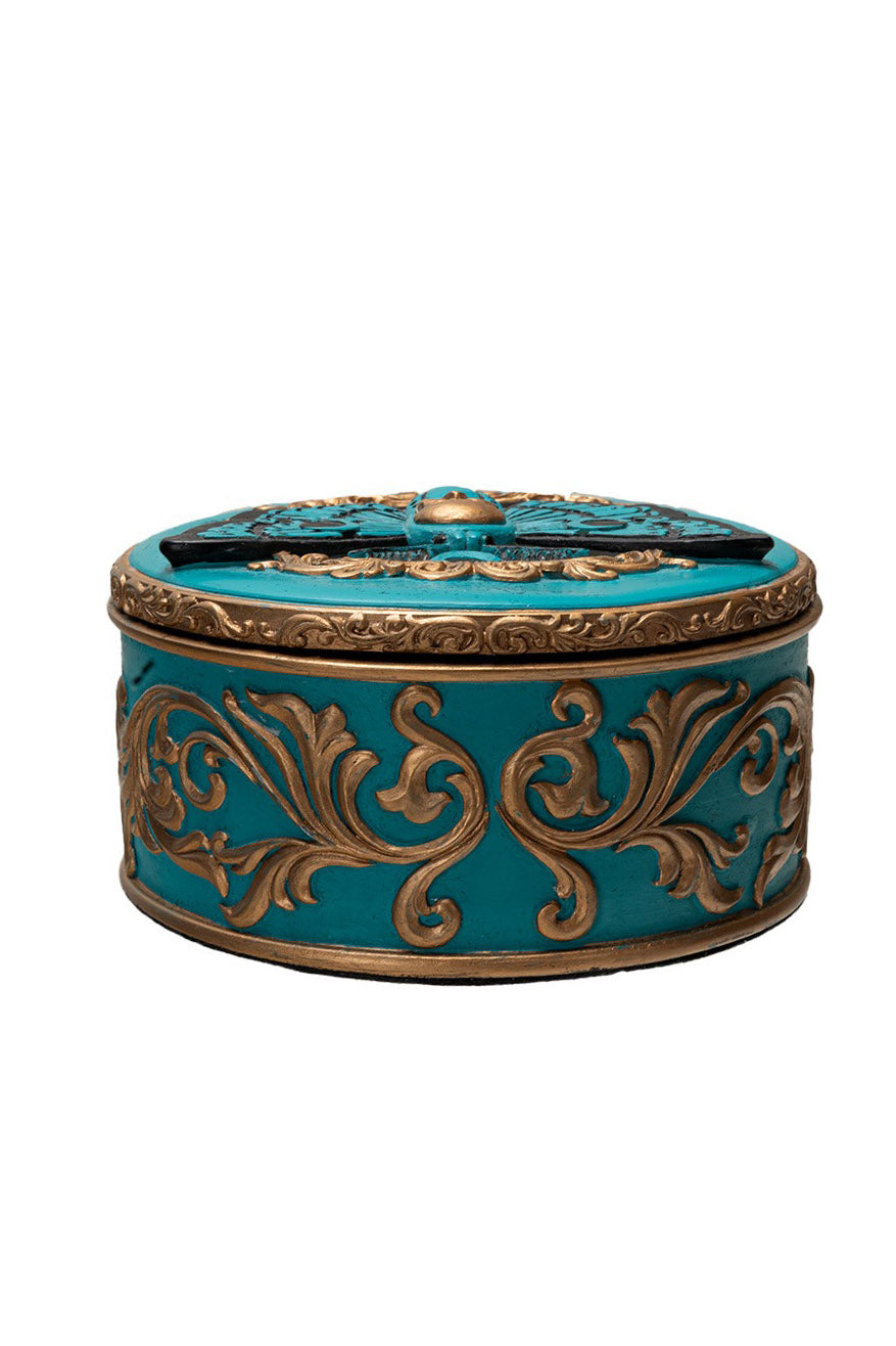 ornate gold-painted gothic storage box 