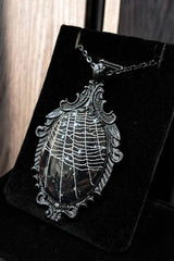 ornate baroque gothic necklace with real spiderweb 