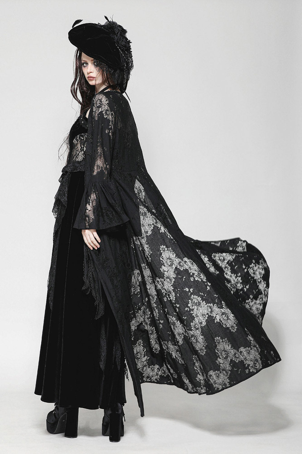 womens whimsigoth  black lace cardigan duster 