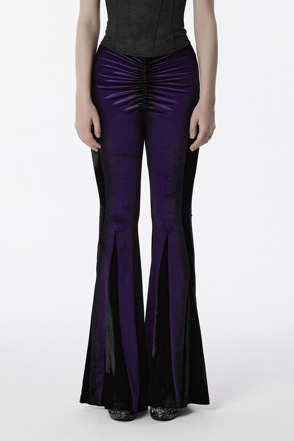dark deep purple velvet bell bottoms 