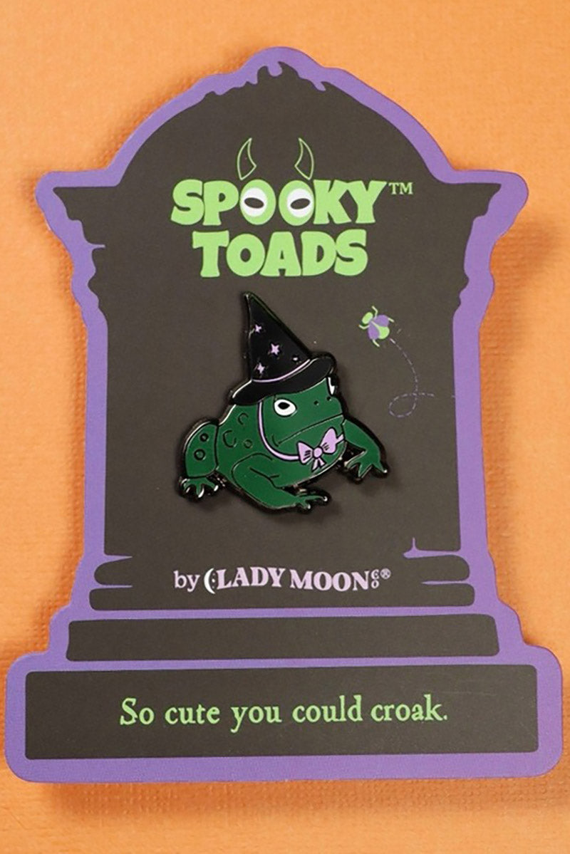 witch frog toad cottagecore enamel pin