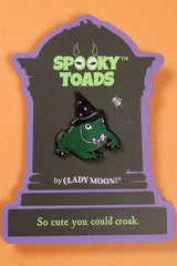 witch frog toad cottagecore enamel pin