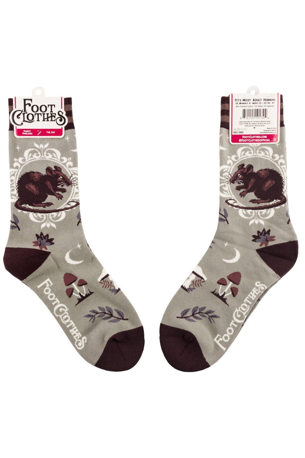 gothic rat mouse crew socks with stripes