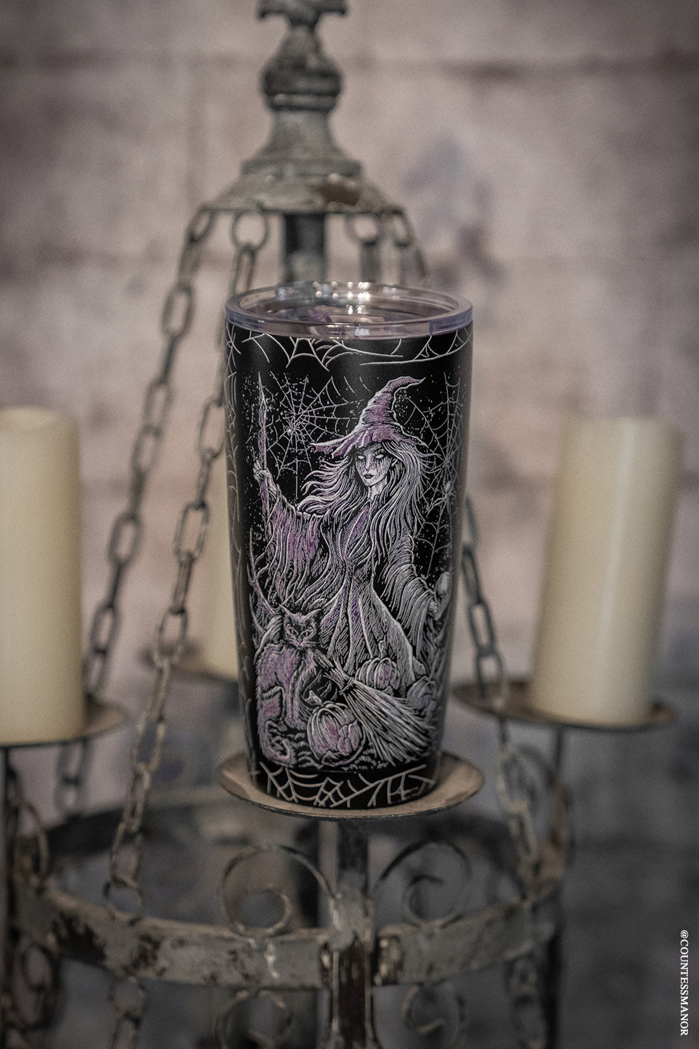 gothic witch travel mug made of stainless steel