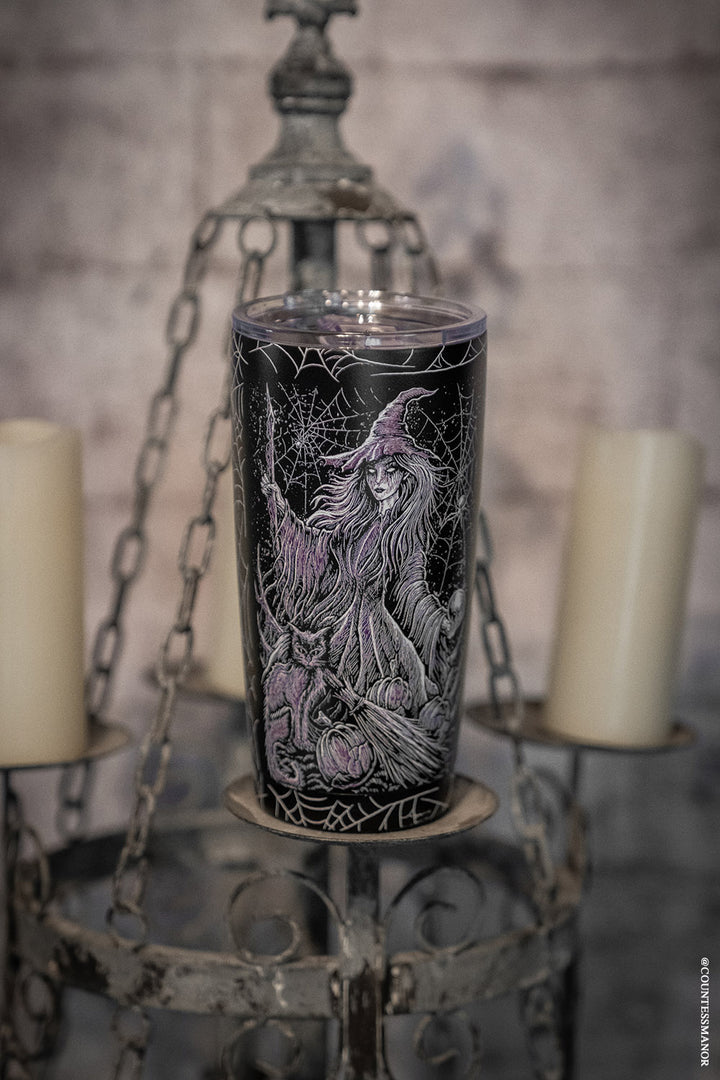 gothic witch travel mug made of stainless steel