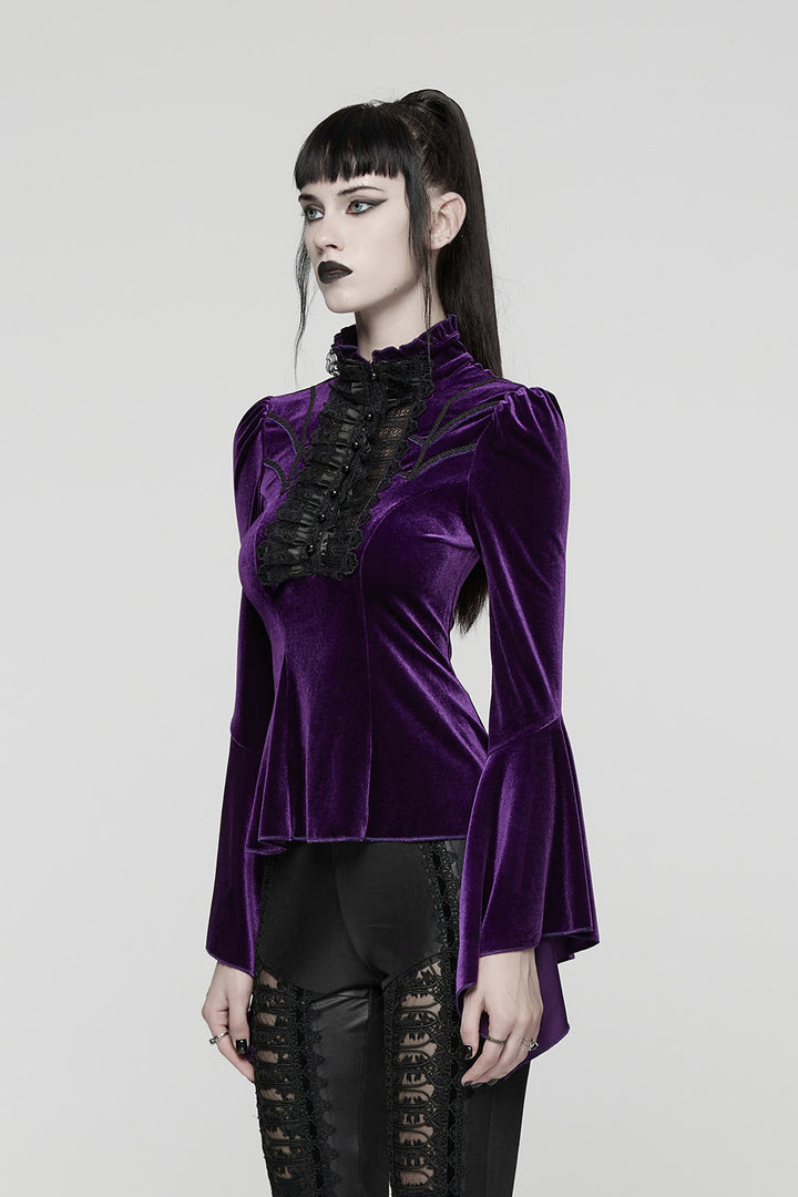 high ruffle collar top