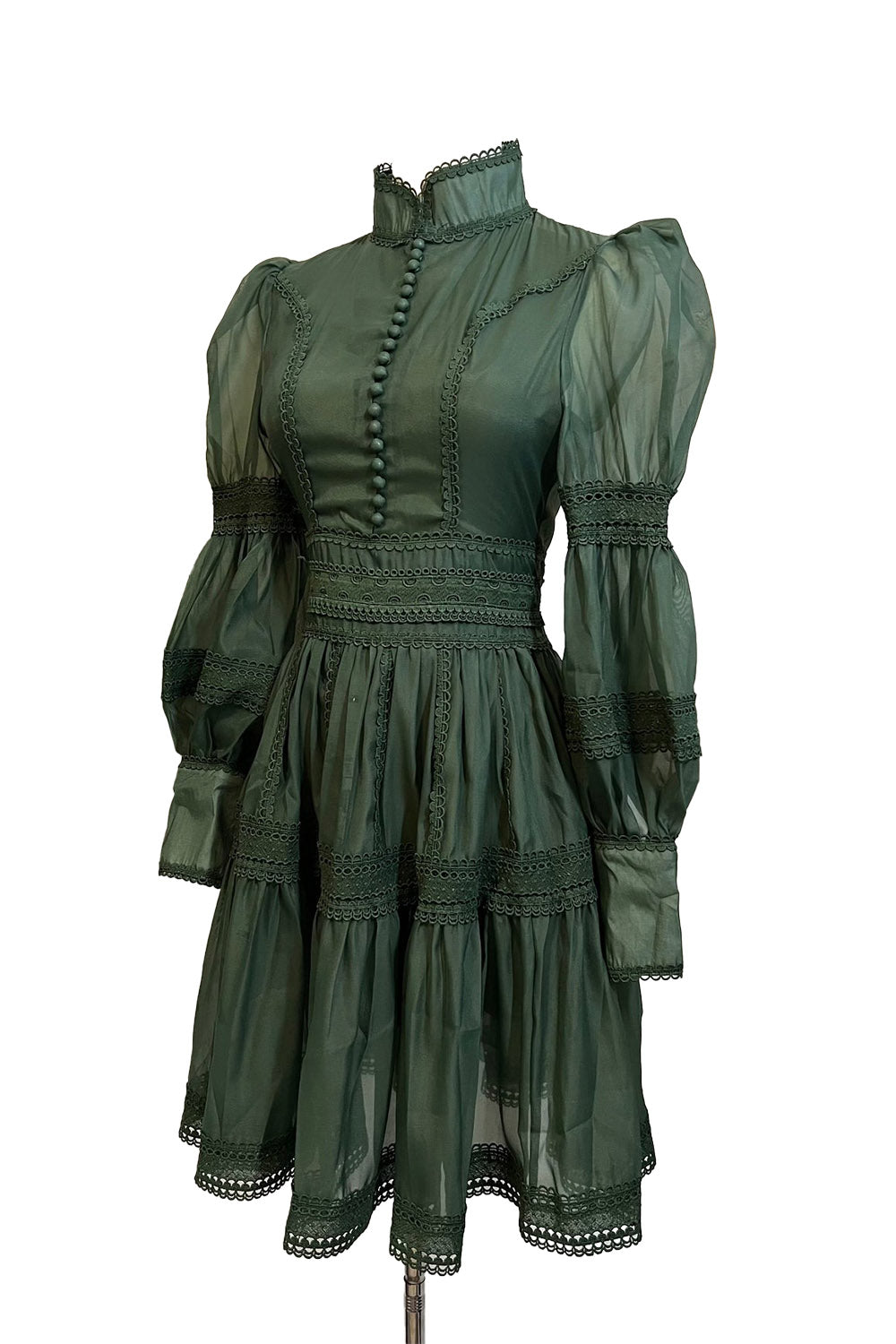 puff sleeve victorian midi dress