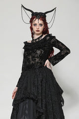 opaque mesh dark cottagecore blouse