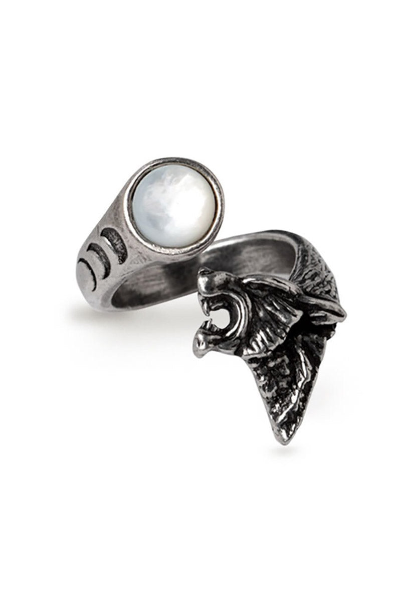 wolf and moon ring