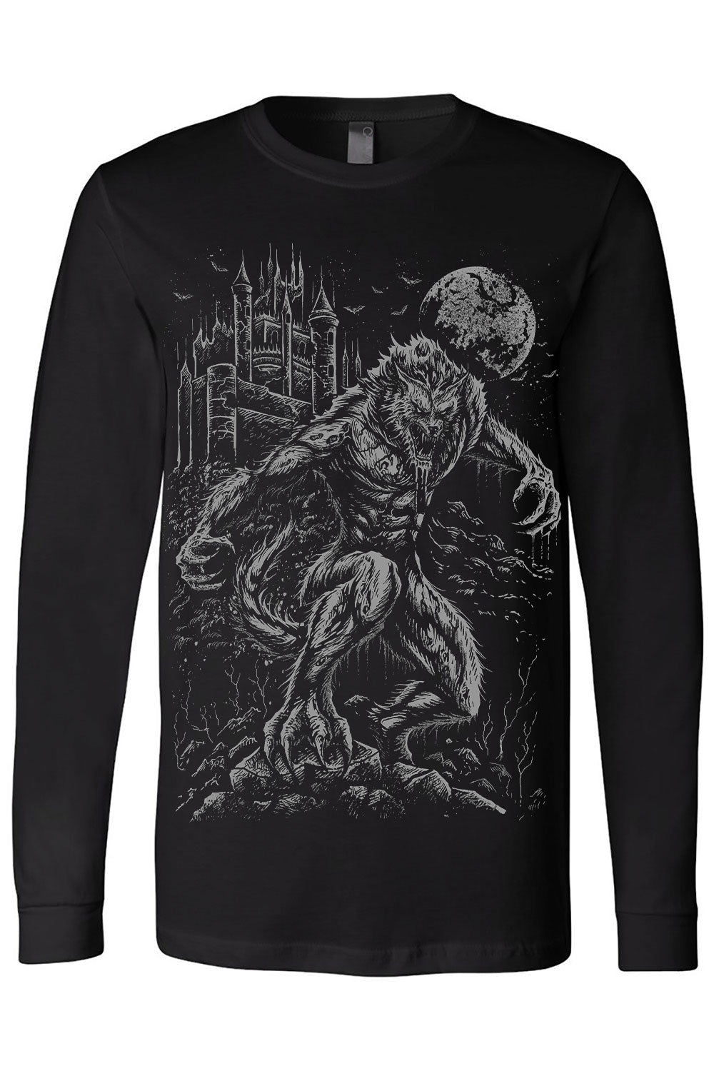 werewolf, gothic castle, and full moon werewolf shirt 
