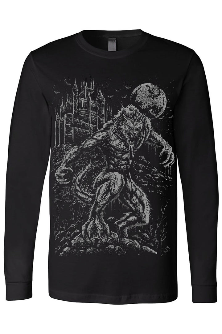 werewolf, gothic castle, and full moon werewolf shirt 