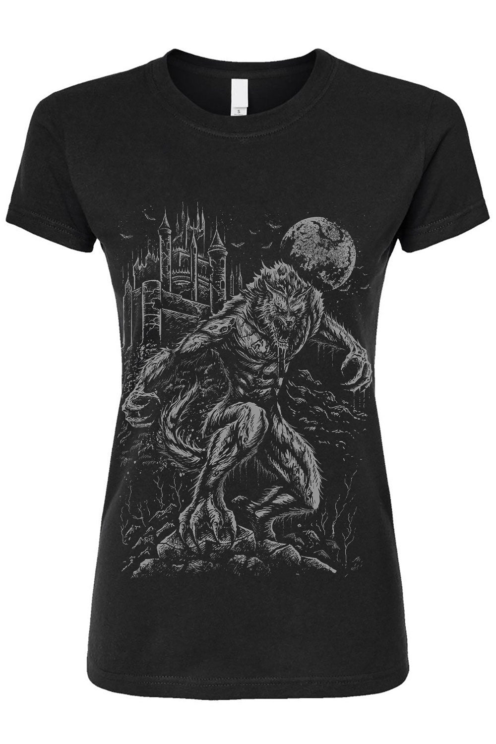 graphic black cotton werewolf shirt 