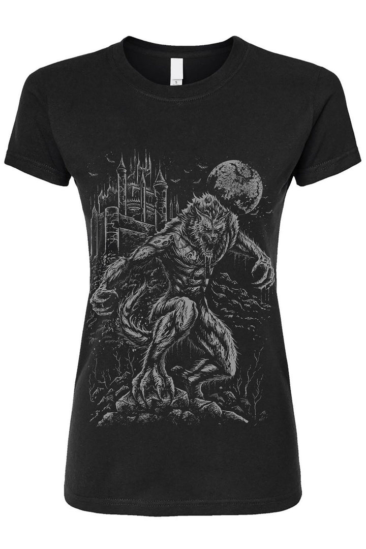 graphic black cotton werewolf shirt 