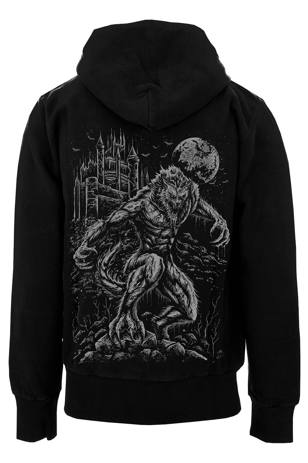 black cotton heavy metal werewolf hoodie jacket 