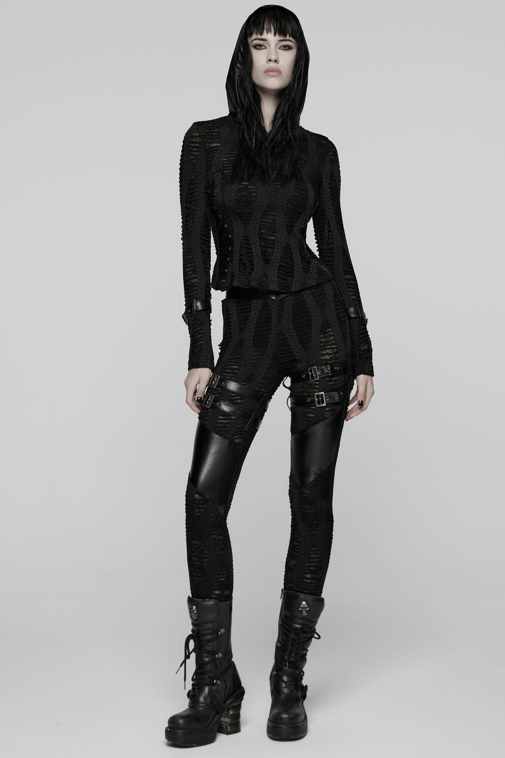 womens shredded distressed apocalyptic leggings 