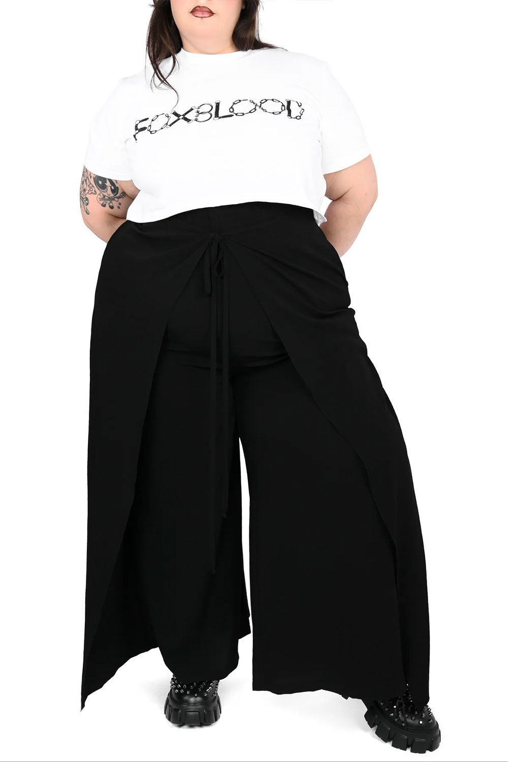 Tie wrap waist loose goth pants