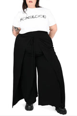 Tie wrap waist loose goth pants