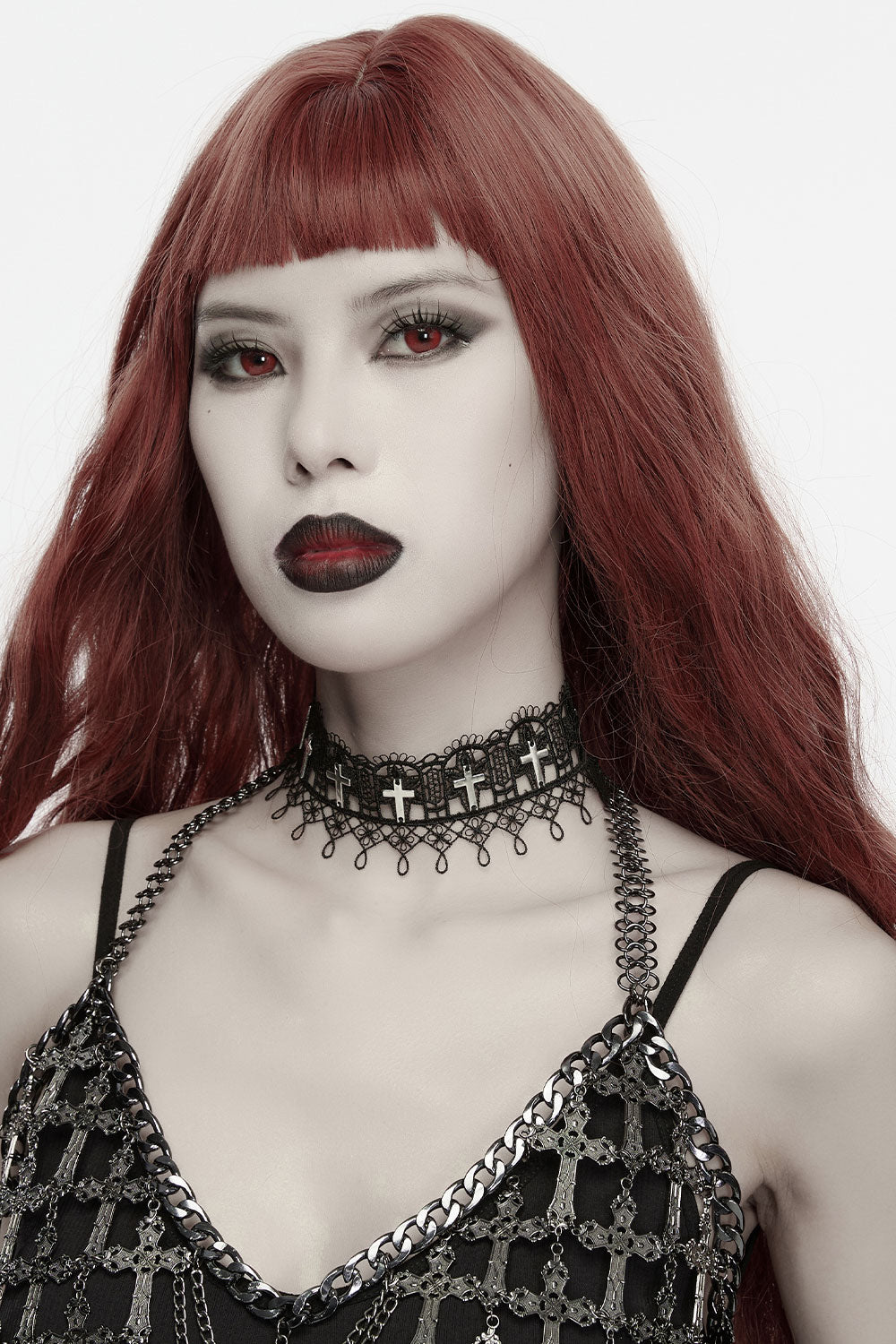 Punk Rave Women's Gothic Cross Lace Choker