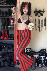 Pantalones acampanados Hellz Bellz con rayas rojas y negras [NEGRO/ROJO]