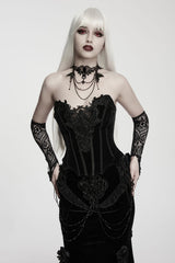 Women's Gothic Irregular Applique Lace-up Overbust Corset Black from Punk Rave