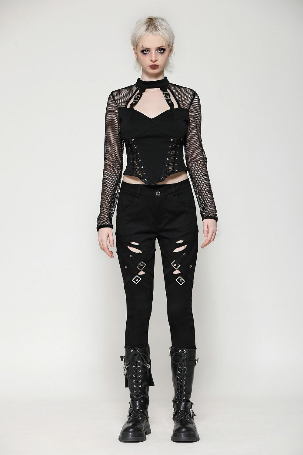 long sleeve punk corset crop top