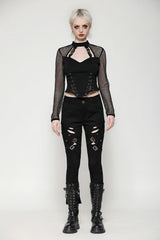 long sleeve punk corset crop top