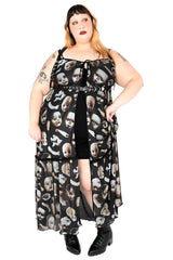 Foxblood broken doll dress with tie closure in plus sizes