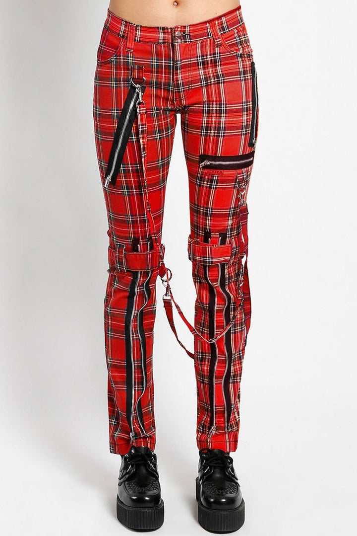 womens red plaid grunge goth pants