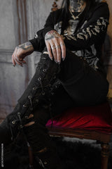 womens distressed lace-up scene skater jeans