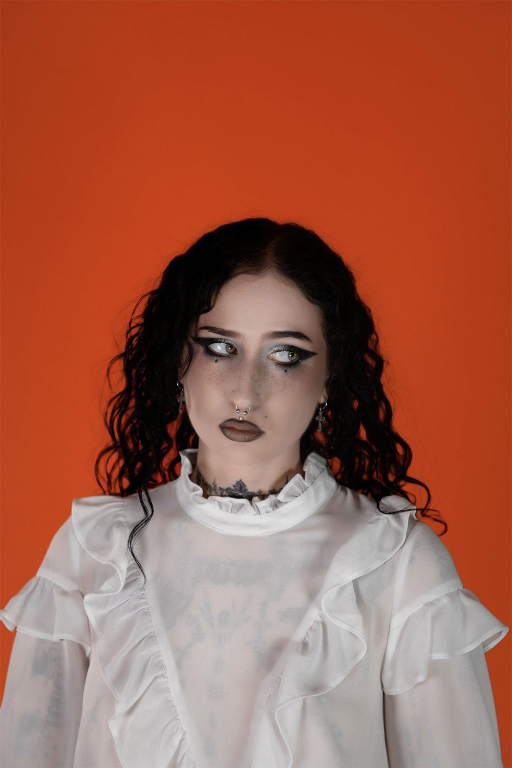 opaque sheer mesh white gothic top by lively ghosts