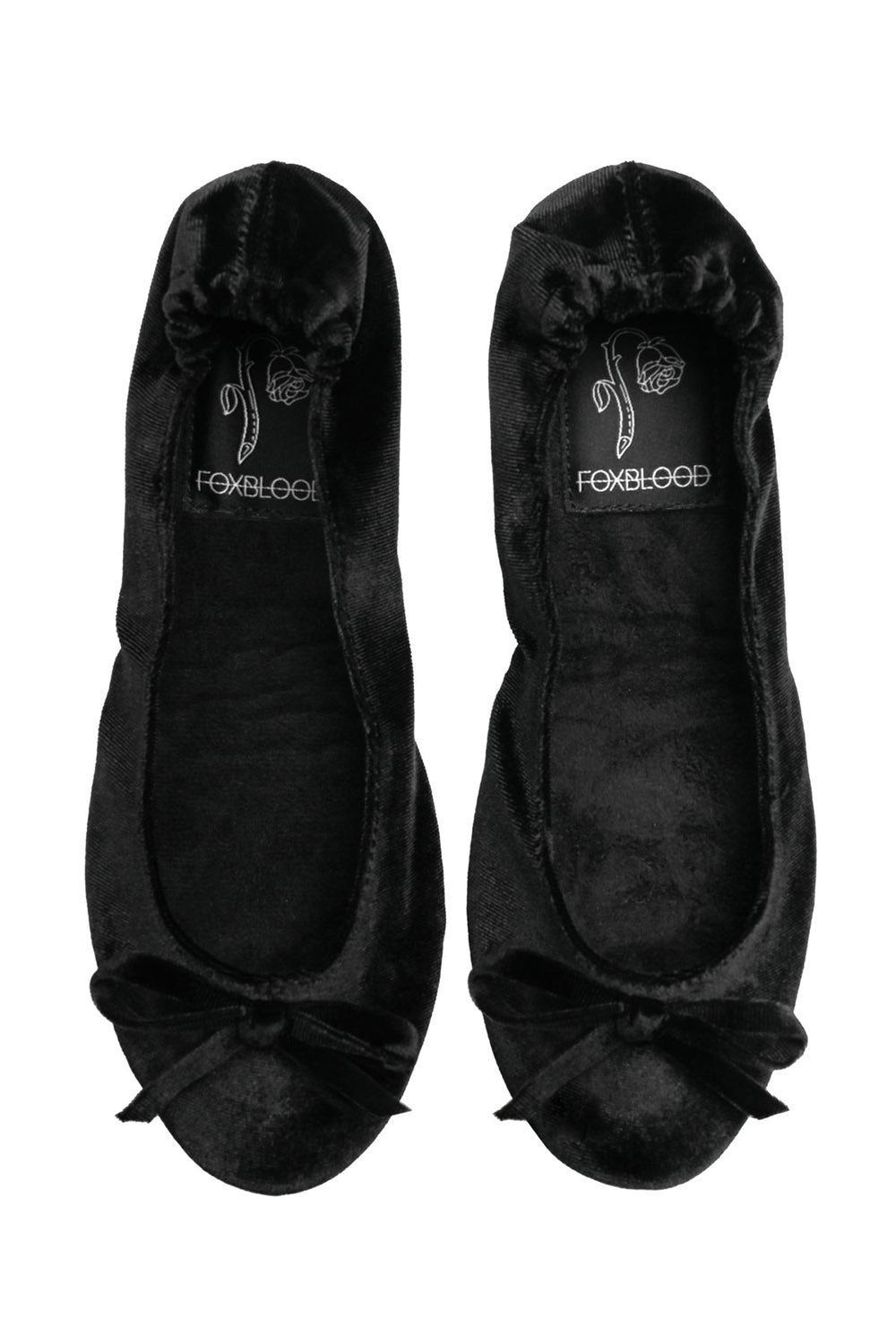 womens black velvet fold-up flats for clubbing